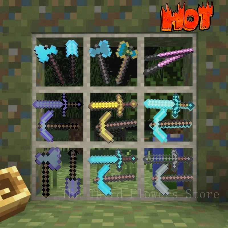 Ensemble de 2 objets MINECRAFT, épée, hache, pioche, .... en mouse - FANA ZONE