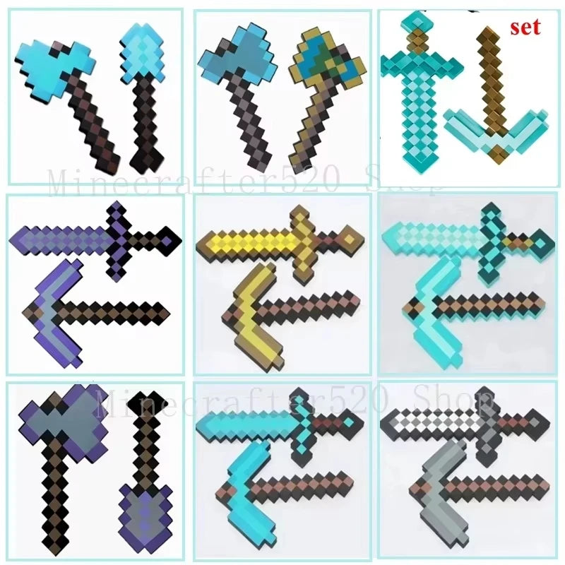 Ensemble de 2 objets MINECRAFT, épée, hache, pioche, .... en mouse - FANA ZONE